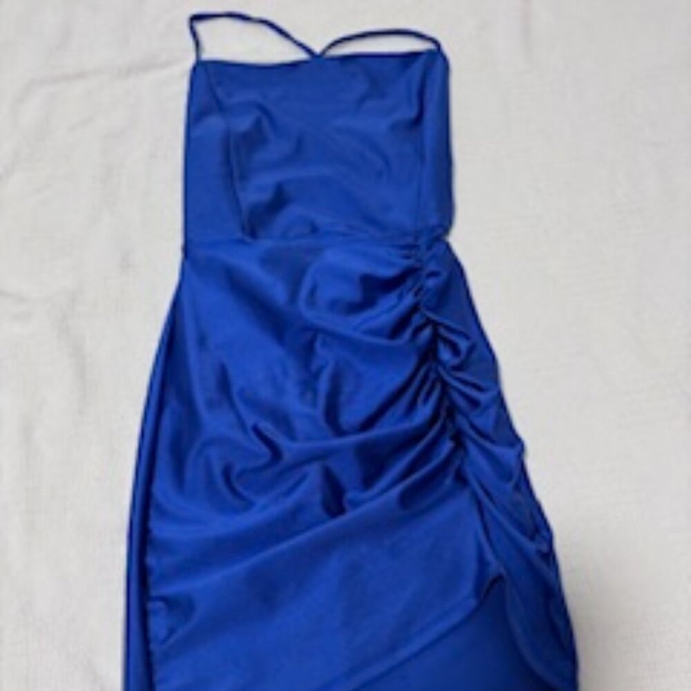 Royal Blue Ruched Lace-Up Mini dress size Small